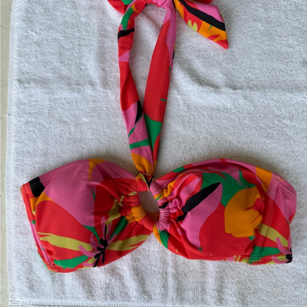 Shade & Shore, Floral Multicolor Bikini Top, Size S 4-6